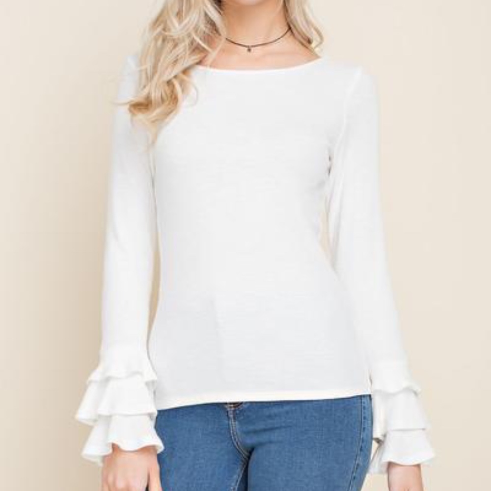 Riley Ribbed Ruffle Sleeve Top